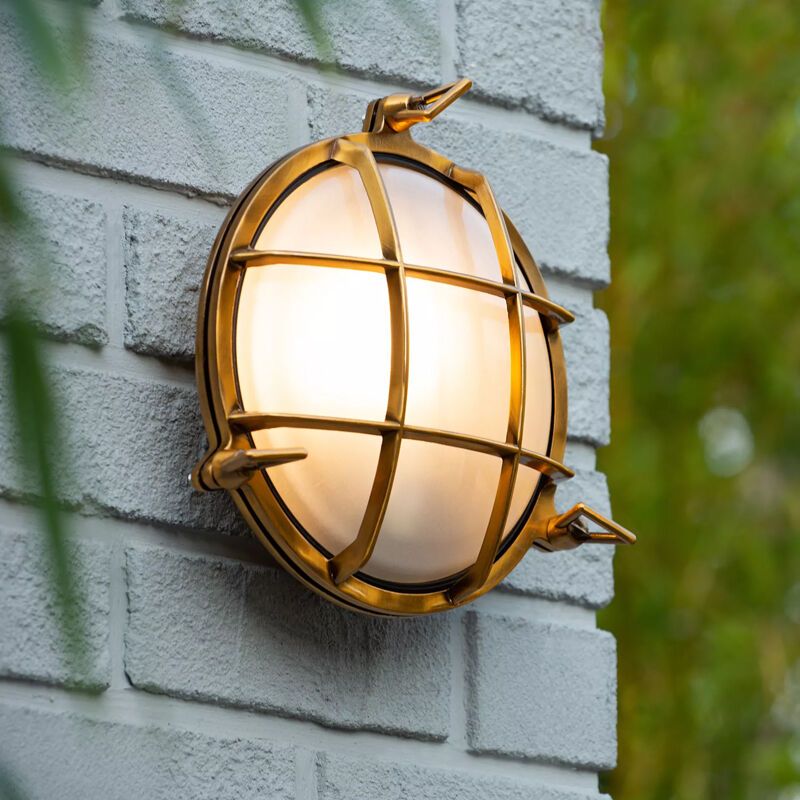 Guld udendørslampe retro, Dudley, IP65