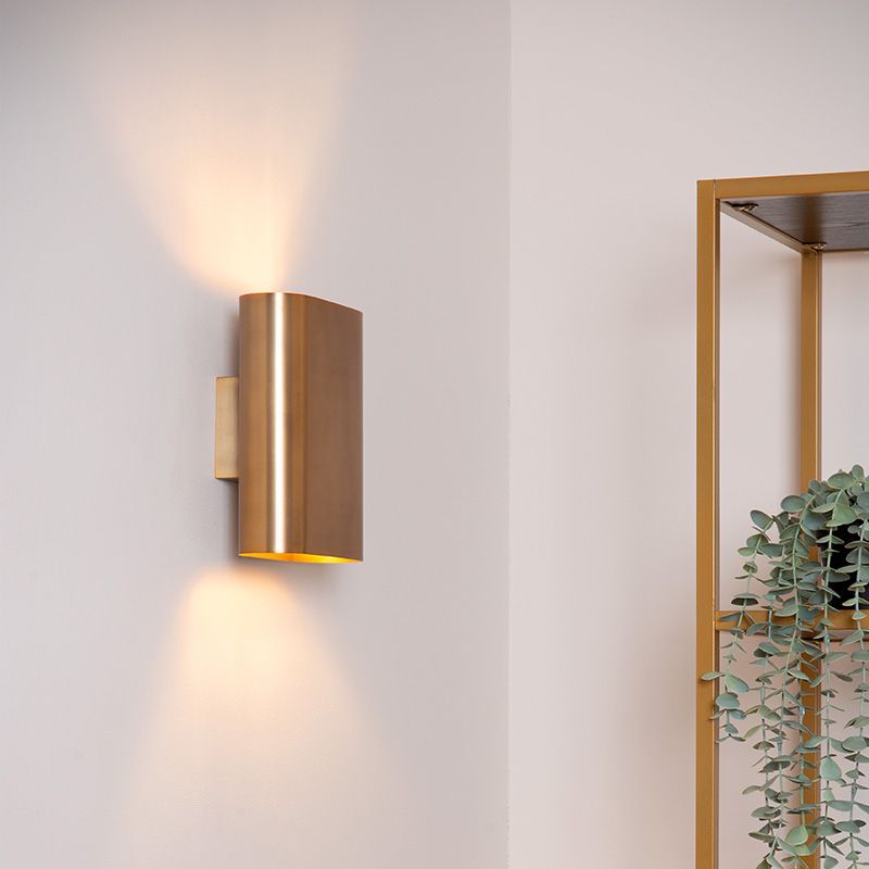 Messing up down væglampe modern, Ovalis