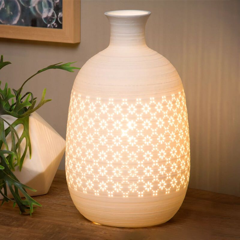 Hvid bordlampe retro, Tiesse, med brytare