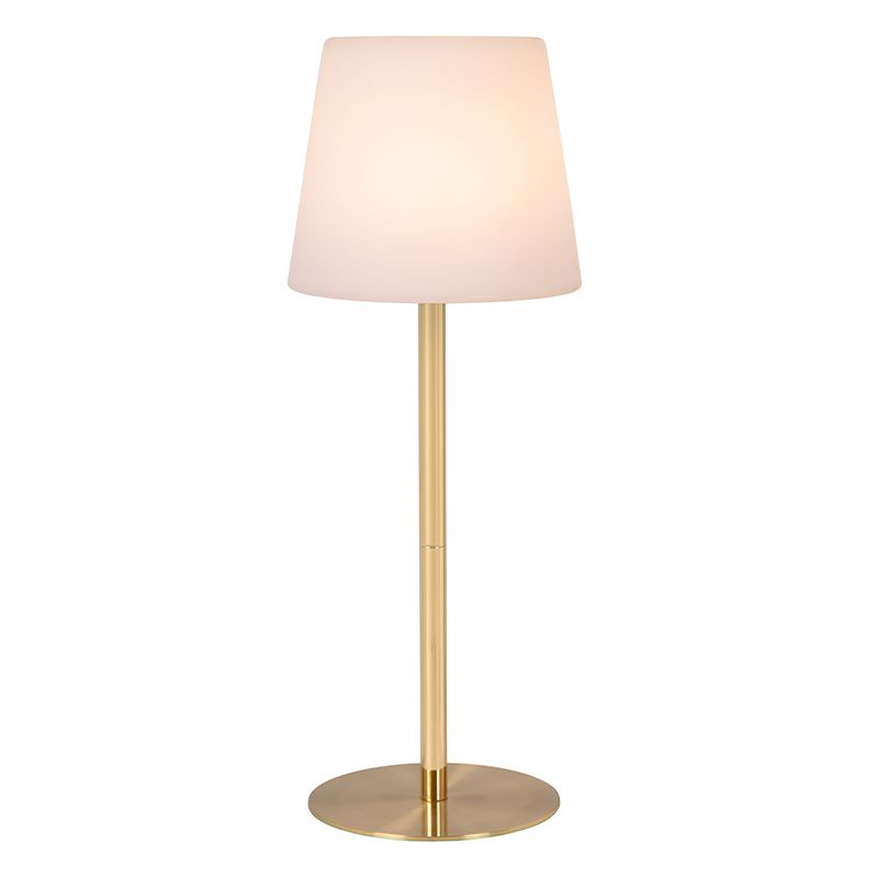 Guld genopladelig udendørs bordlampe modern, Tyon, 2W, 2700K LED, IP65, med touch lysdæmper
