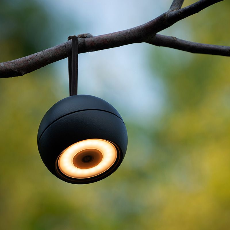 Sort genopladelig væglampe modern, Lunex, 2W, 3000K LED, IP54, med brytare