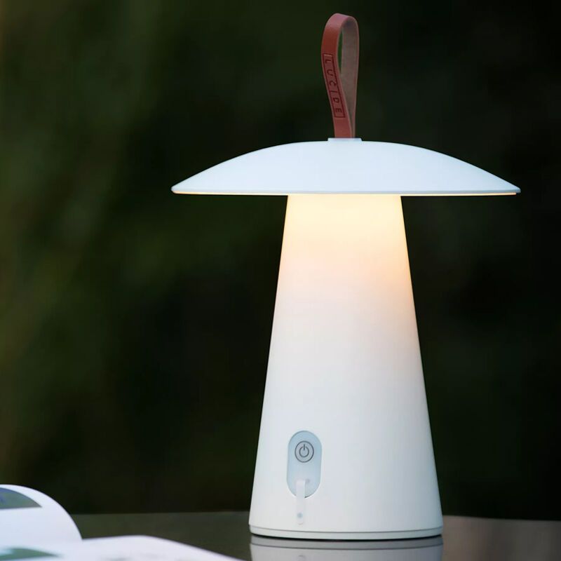 Hvid genopladelig udendørs bordlampe modern, La Donna, 2W, 2700K LED, IP54, med brytare