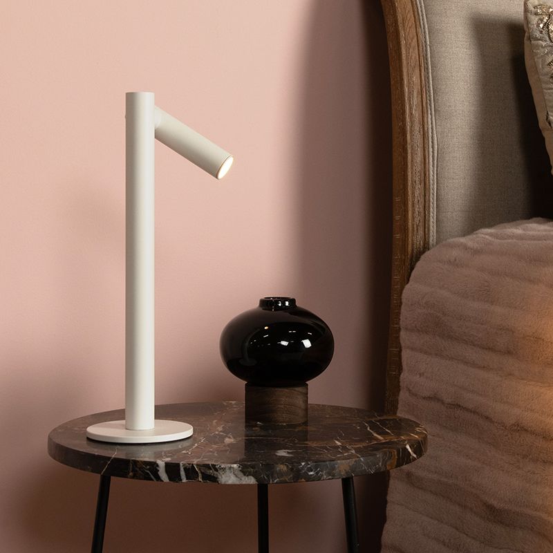 Hvid genopladelig bordlampe modern, Antrim, 2,2W, 2700K LED, IP54, med touch lysdæmper