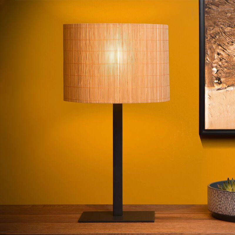 Rattan bordlampe brun, Magius, med brytare