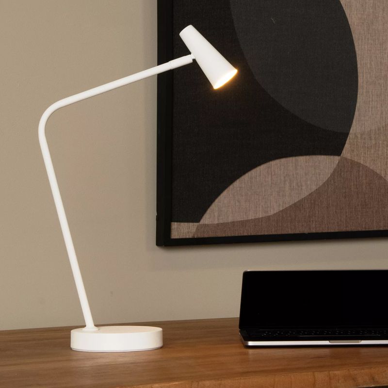 Hvid genopladelig bordlampe modern, Stirling, 3W, 2700K LED, med touch lysdæmper