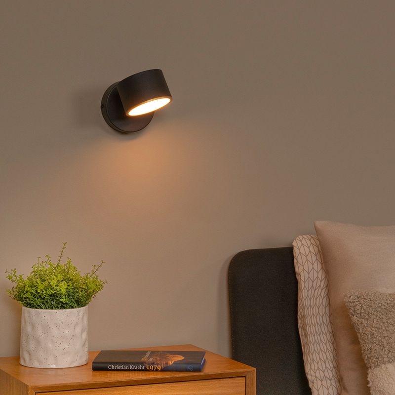 Sort væglampe modern, Gian, 9W, 2700K LED