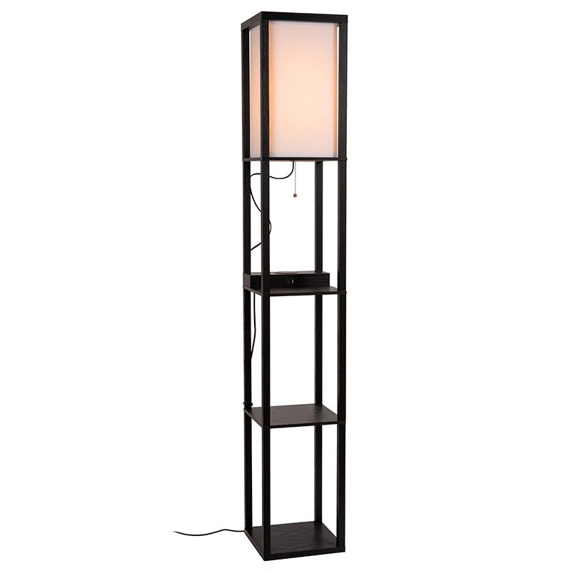 Sort gulv lampe modern, Menno, med dra i brytare