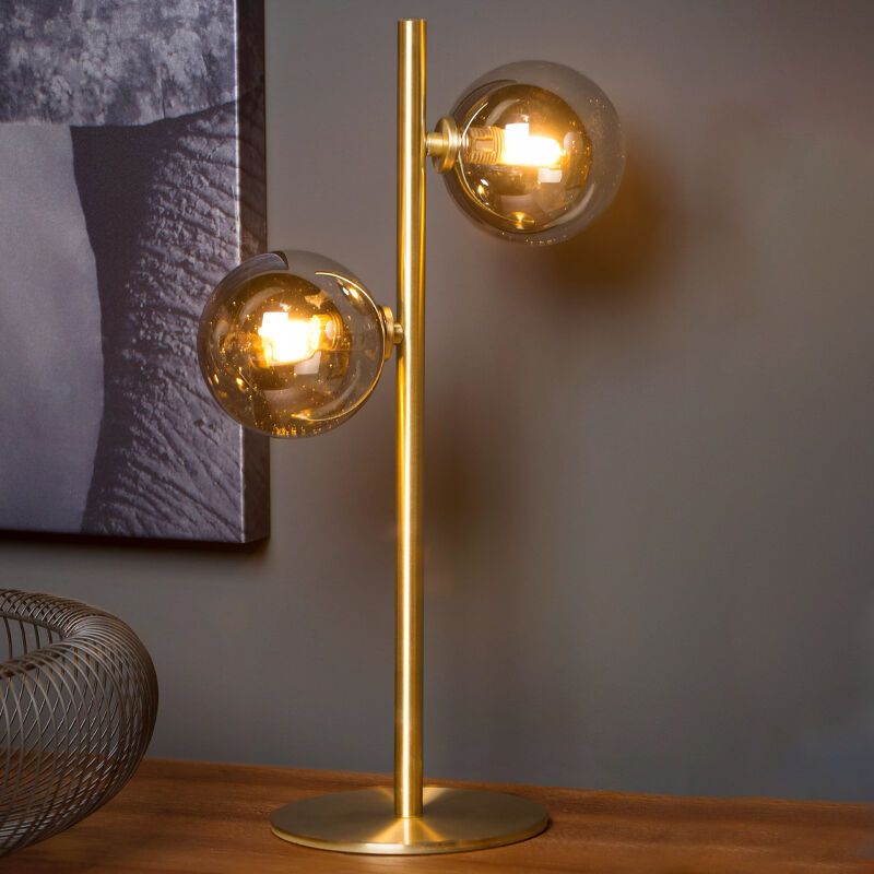 Guld bordlampe retro, Tycho, med brytare