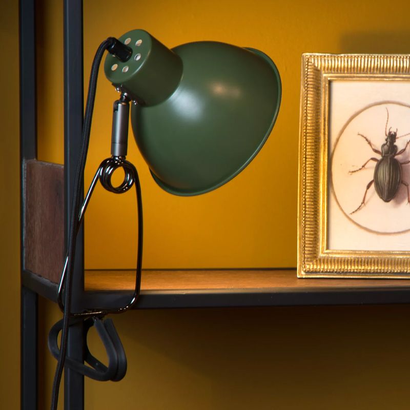 Grøn klemmelampe retro, Moys, med brytare