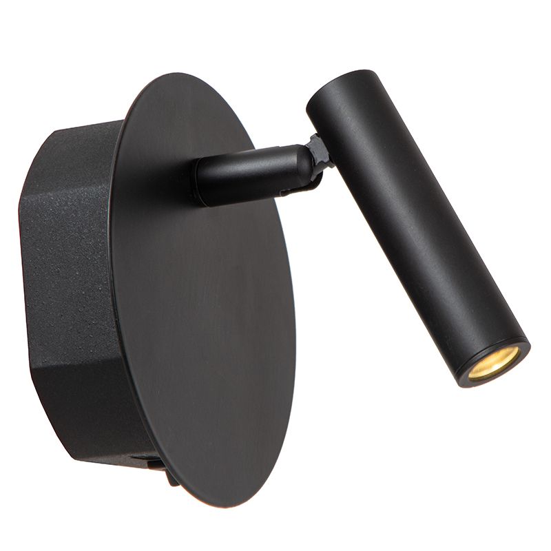 Sort sengelampe modern, Jolijn, 2W, 3000K LED, med brytare