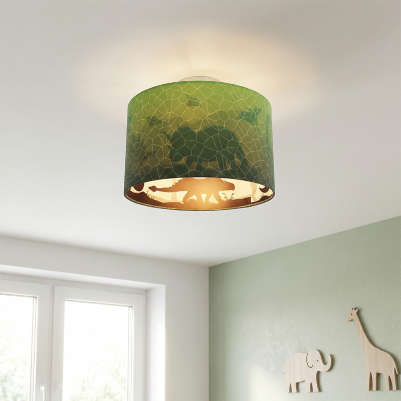 Modern loftlampe til børneværelse grøn, Dino Modern loftlampe til børneværelse grøn, Dino