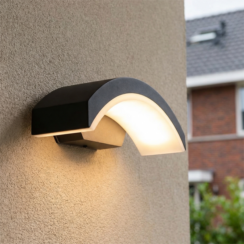 Modern udendørslampe sort, Annemay, 6W, 3000K LED, IP54