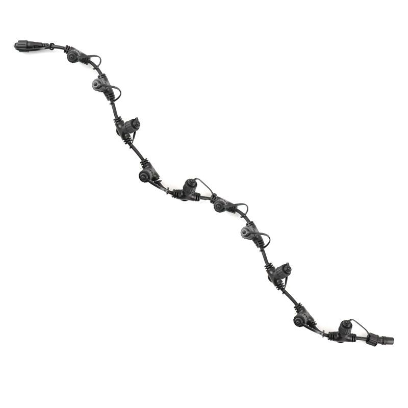 1m sort fordelerkabel, Med 10 udgange