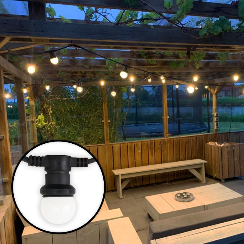 10m lyskæde med 20 hvide pærer