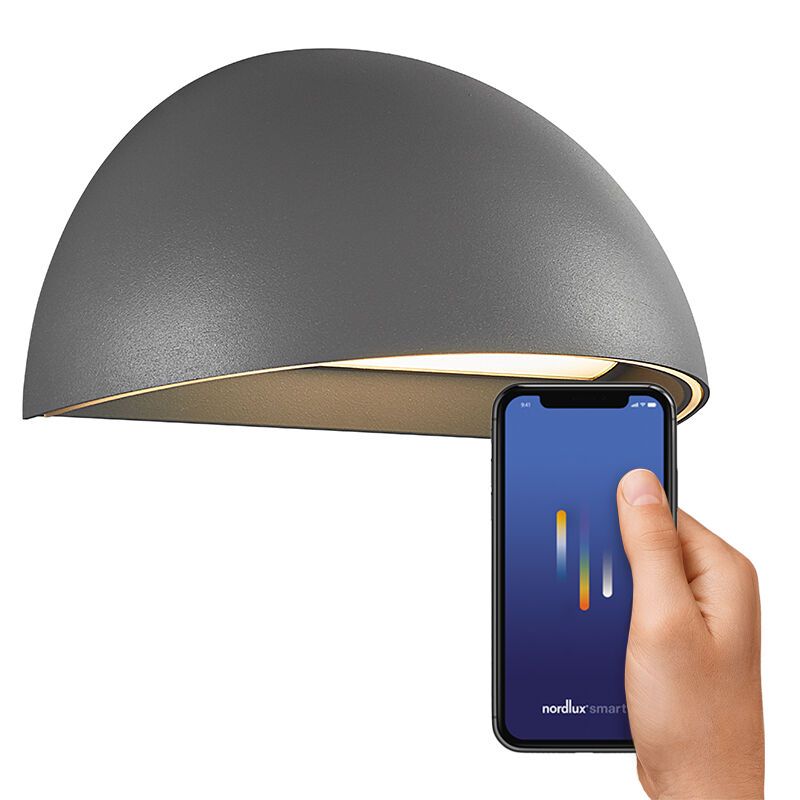 Grå smart udendørslampe modern, Arcus Smart, 9,5W, 2700K LED, IP54