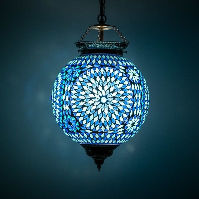 Blå orientalsk pendler lampe mosaik, Aziza
