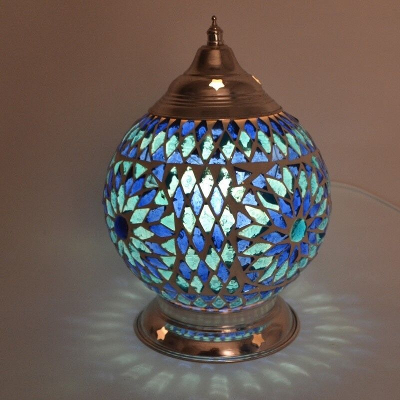 Blå orientalsk bordlampe mosaik, Sabri