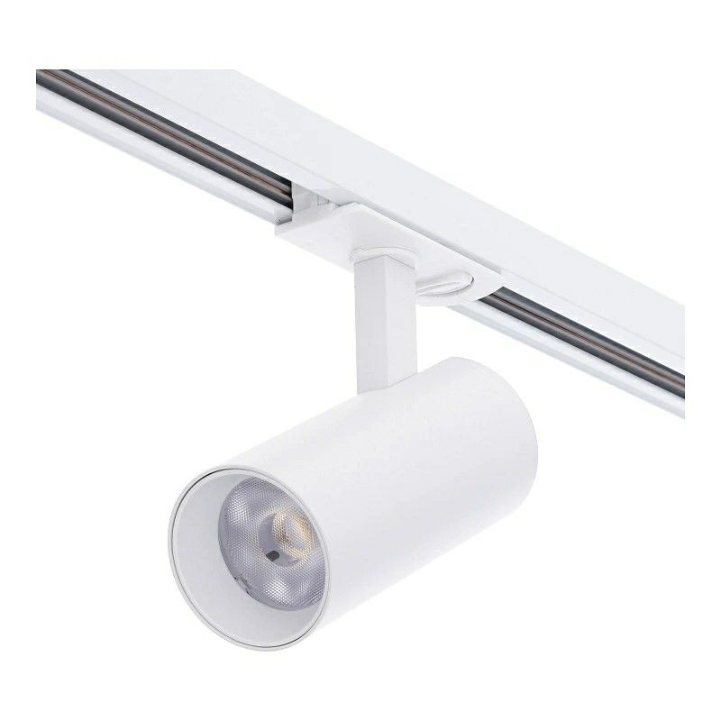 Hvid 1-faset lampe på lyseskinne aluminium, Enno, 10W, white switch LED Hvid 1-faset lampe på lyseskinne aluminium, Enno, 10W, white switch LED