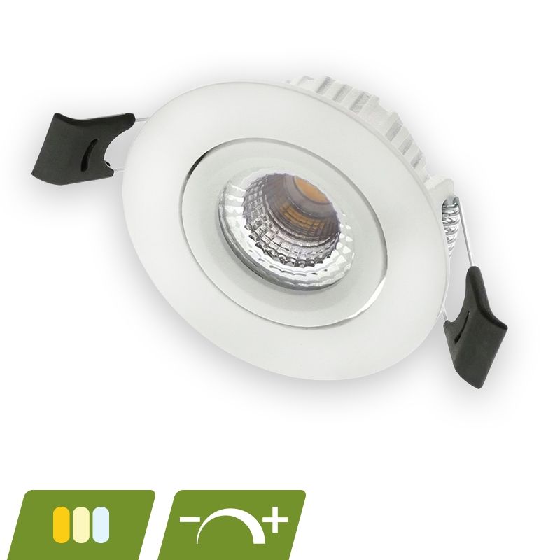 Hvid downlight aluminium, Phyllis, 5W, white switch LED, IP65