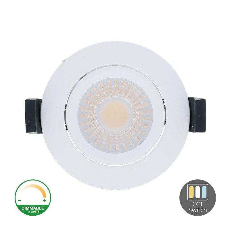 Hvid downlight aluminium, Maite, 7W, white switch LED, IP65