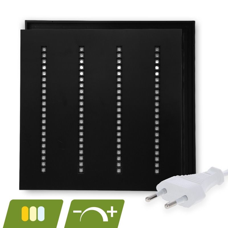 Sort Louvre LED panel 60x60 - 30W - hvid afbryder - dæmpbar - UGR <16