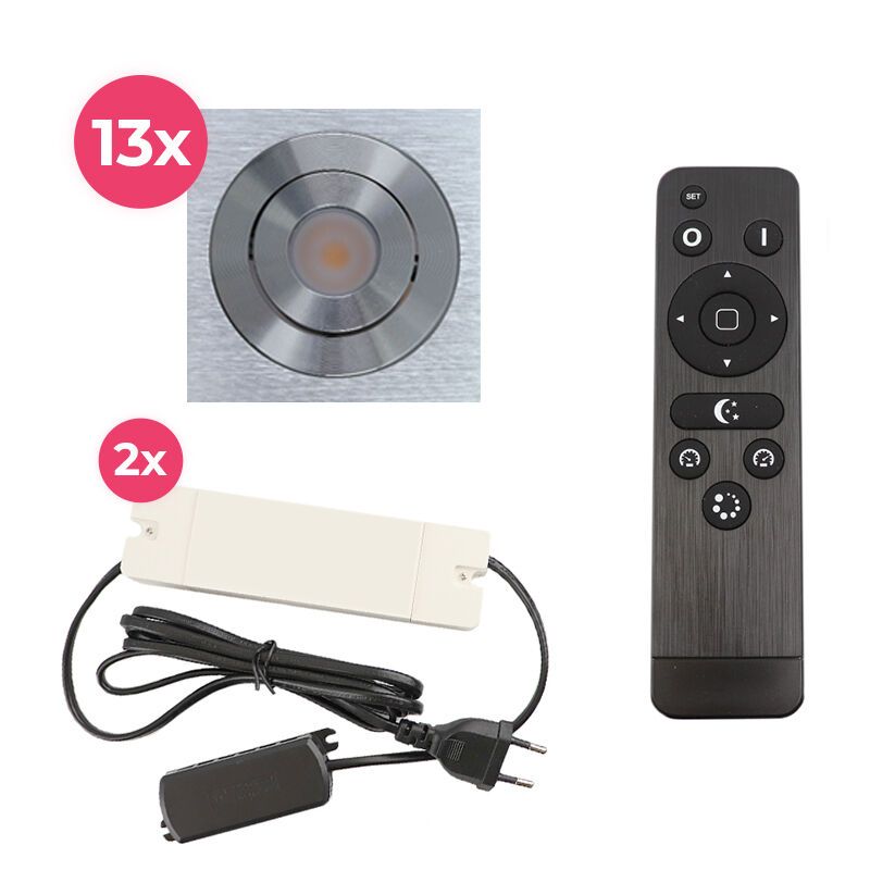 13 kipbar spots til udhæng Rona firkant, IP44, med tilslutningssæt og fjernbetjening, krom 13 kipbar spots til udhæng Rona firkant, IP44, med tilslutningssæt og fjernbetjening, krom