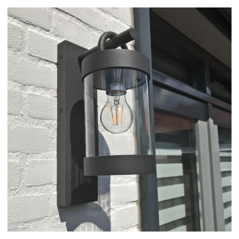Antracit udendørs væglampe med skumringssensor rustik, Sambesi, IP44