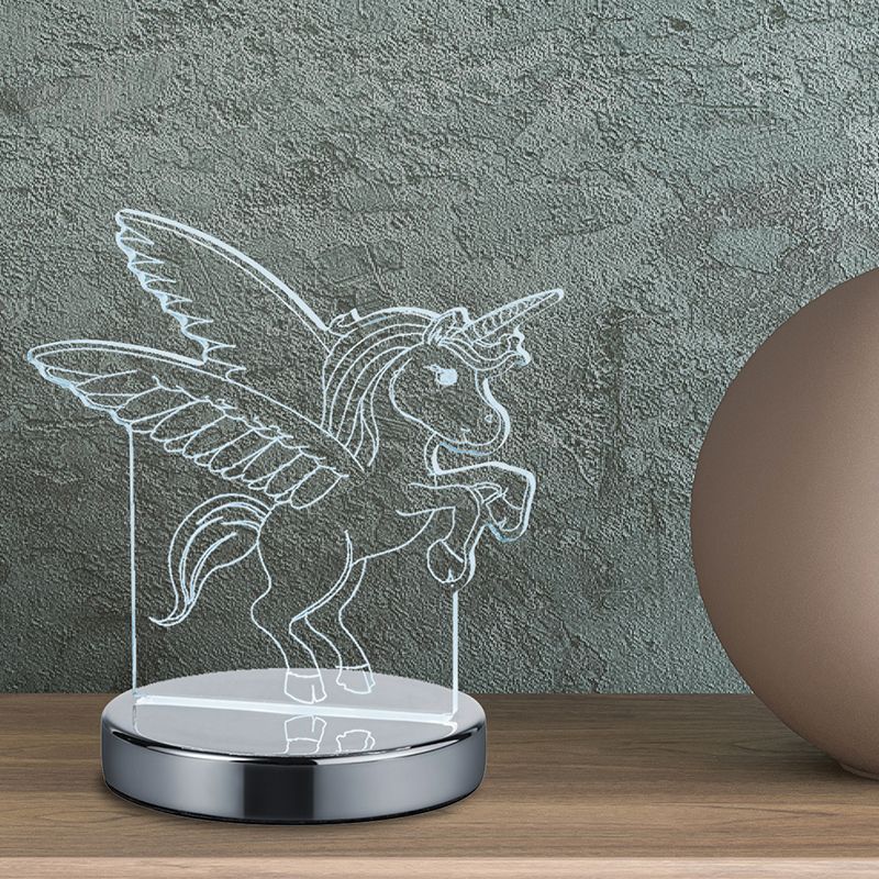 Krom bordlampe til børneværelse design, Berivan, 7W, varm til kold hvid justerbar LED, med brytare