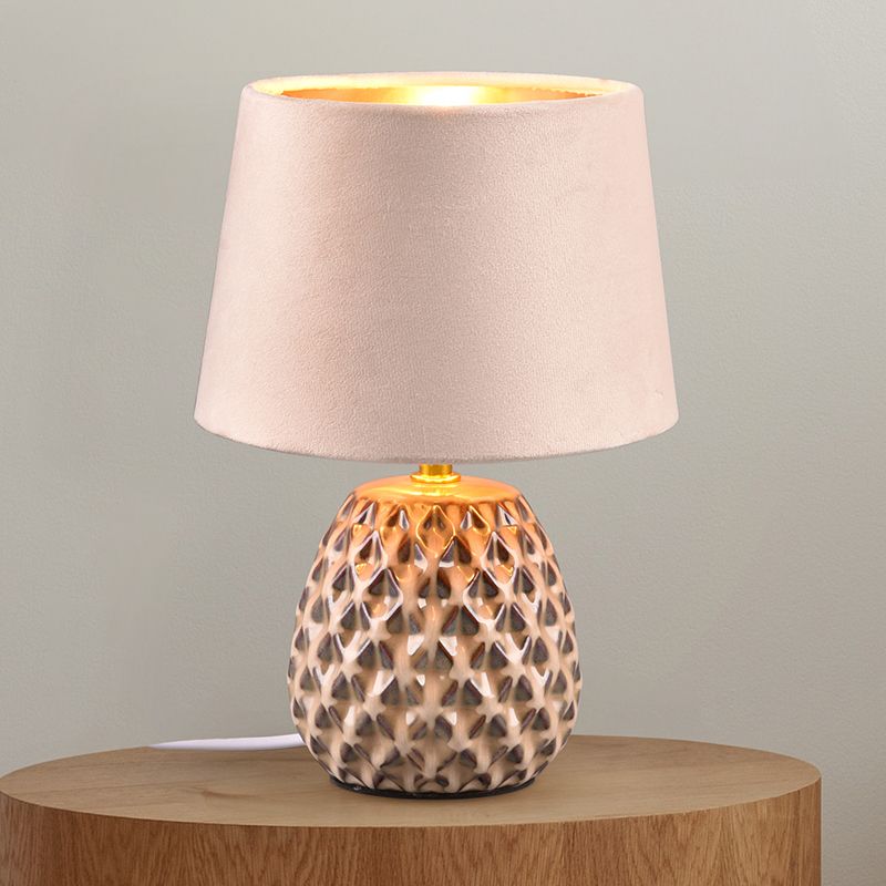 Keramik bordlampe beige, Anderson, med brytare