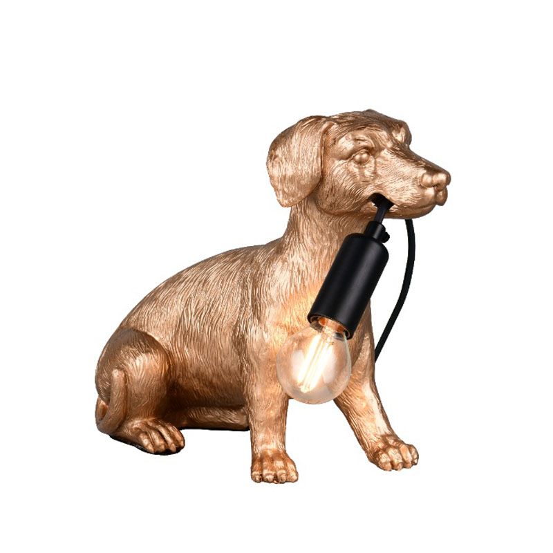 Guld bordlampe plast, Doggo