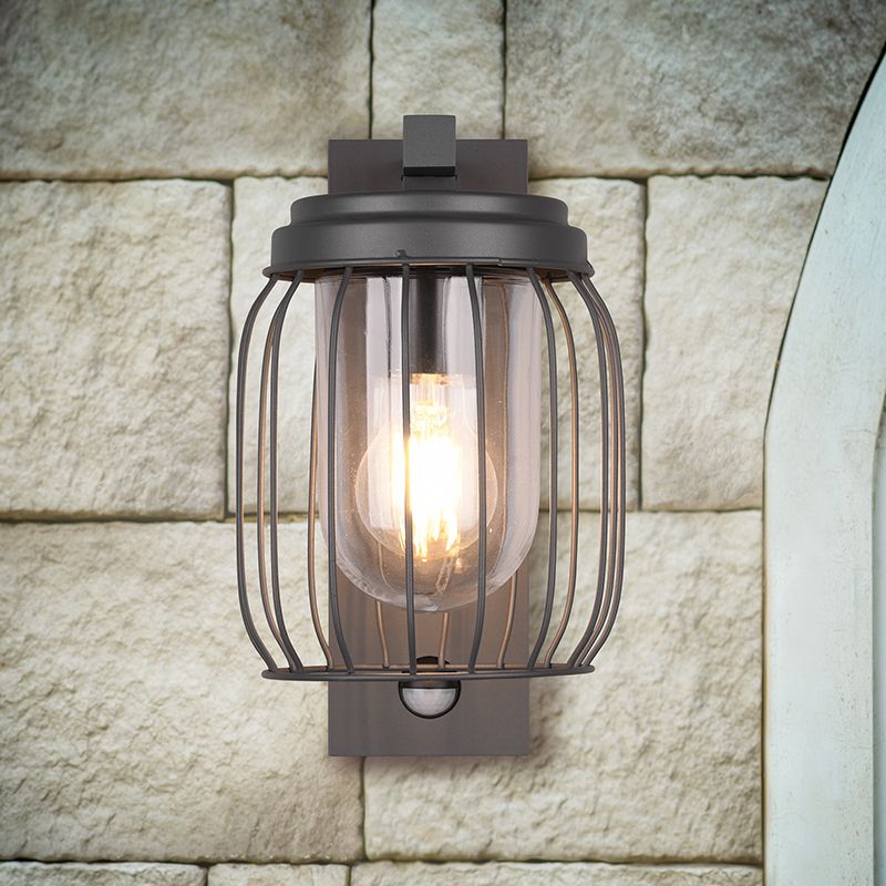 Antracit udendørs væglampe med bevægelsessensor modern, Emanuela, IP44