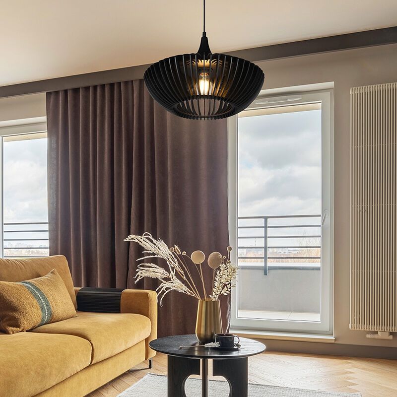 Træ pendler lampe sort, Mirjan