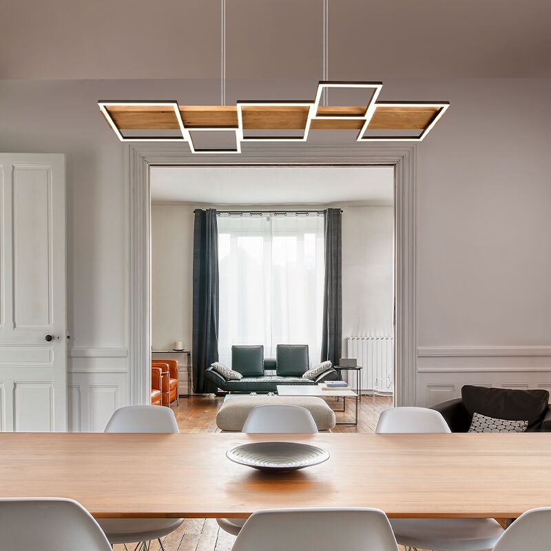 Træ pendler lampe brun, Justian, 42W, 3000K LED, 3 trins lysdæmper Træ pendler lampe brun, Justian, 42W, 3000K LED, 3 trins lysdæmper