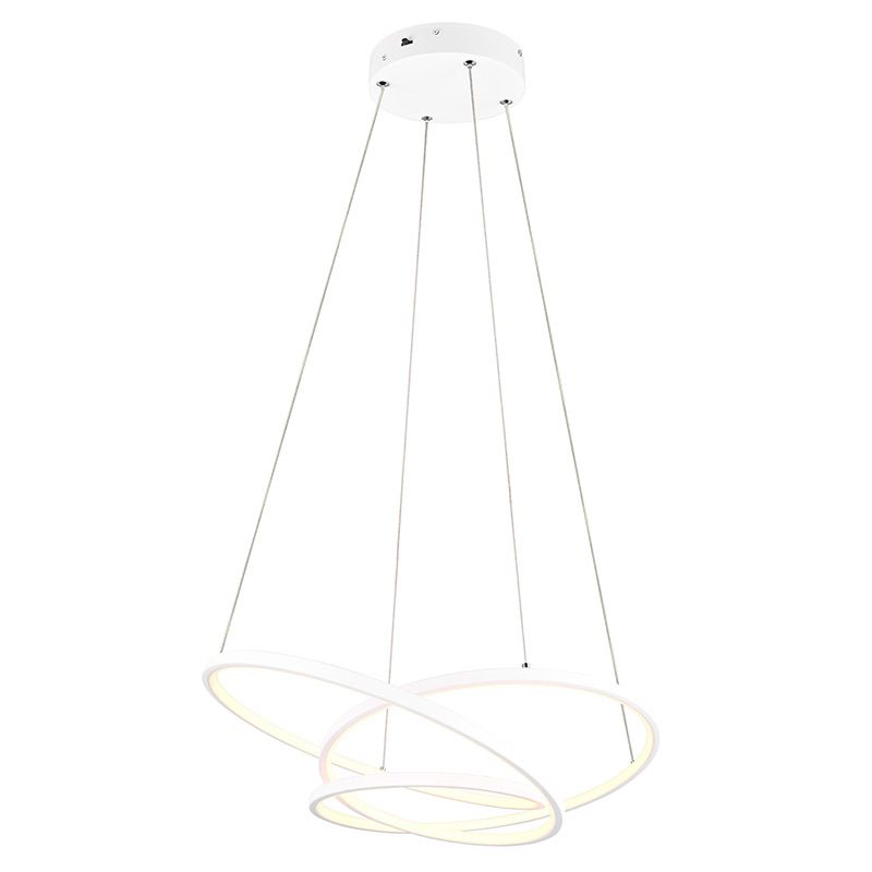 Hvid pendler lampe design, Teodore, 34W, white switch LED, 3 trins lysdæmper