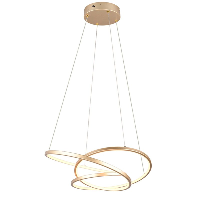 Guld pendel lampe spisebord design, Teodore, 34W, white switch LED, 3 trins lysdæmper