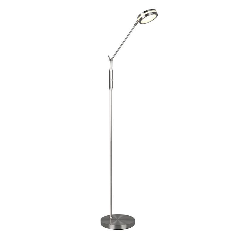 Nikkel læselampe gulv modern, Marjon, 6W, varm til kold hvid justerbar LED, med beröringsdimmer Nikkel læselampe gulv modern, Marjon, 6W, varm til kold hvid justerbar LED, med beröringsdimmer