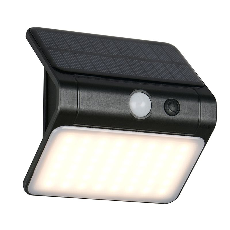 Sort udendørs væglampe solcelle plast, Mijs, 2,5W, 4000K LED, IP44 Sort udendørs væglampe solcelle plast, Mijs, 2,5W, 4000K LED, IP44