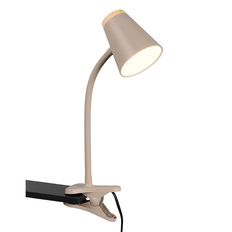 Brun klemmelampe modern, Rahul, 4,5W, 3000K LED, med brytare