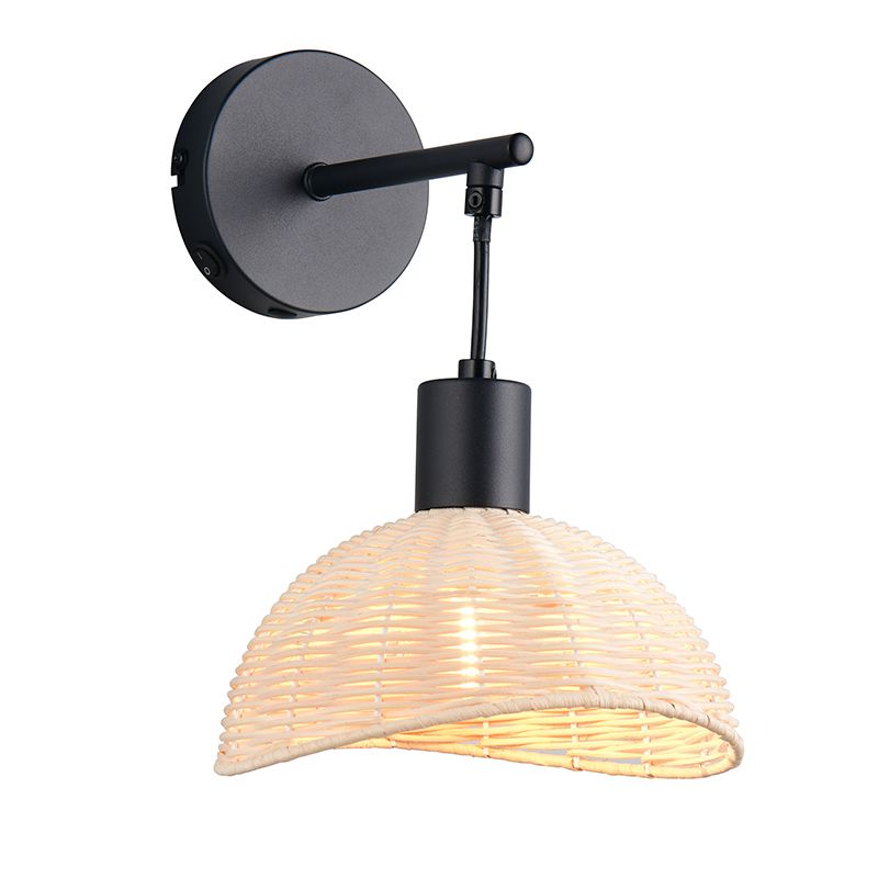 Rattan væglampe brun, Sijmen, med brytare Rattan væglampe brun, Sijmen, med brytare