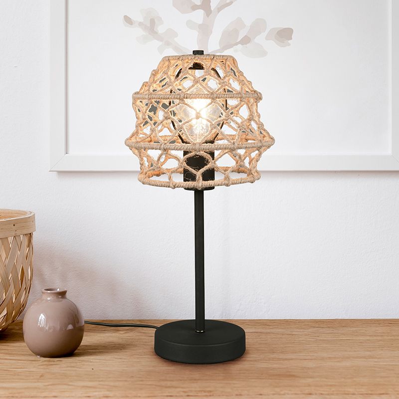 Brun bordlampe rustik, Liduina, med brytare Brun bordlampe rustik, Liduina, med brytare