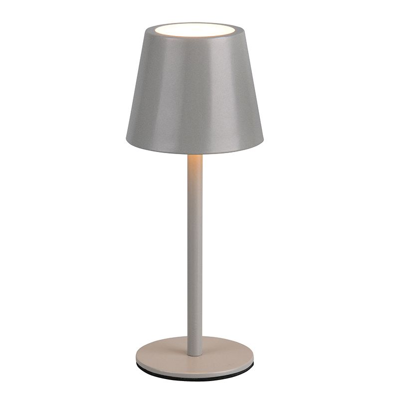 Grå genopladelig bordlampe metal, Priya, 1,6W, varm til kold hvid justerbar LED, 3 trins lysdæmper