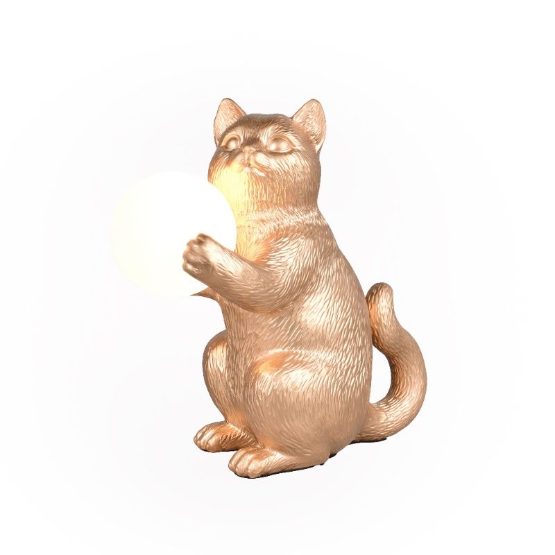 Guld bordlampe modern, Gatto, med brytare
