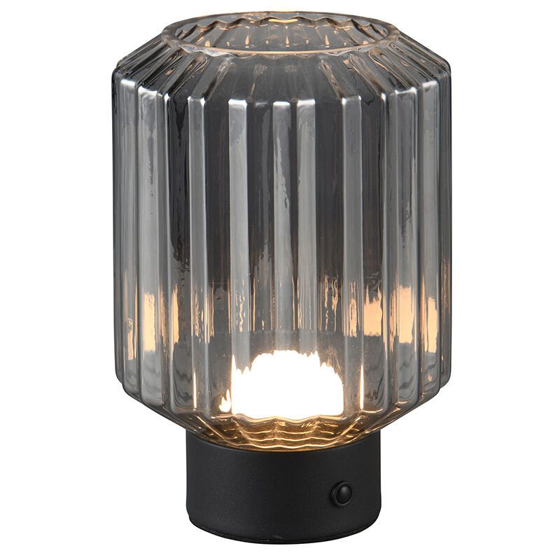 Sort genopladelig bordlampe retro, Tamer, 2W, 3000K LED, med touch lysdæmper