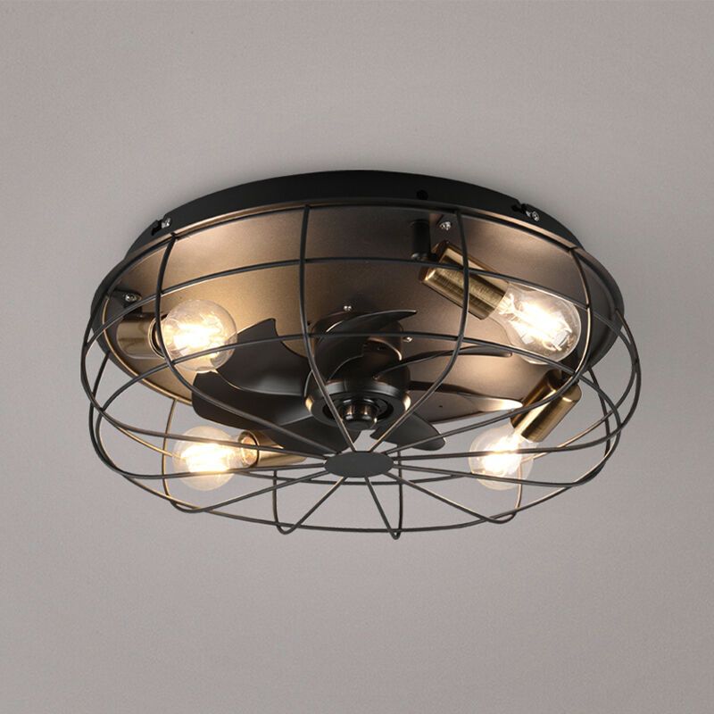 Sort loftventilator modern, Roberto, med fjärrkontroll