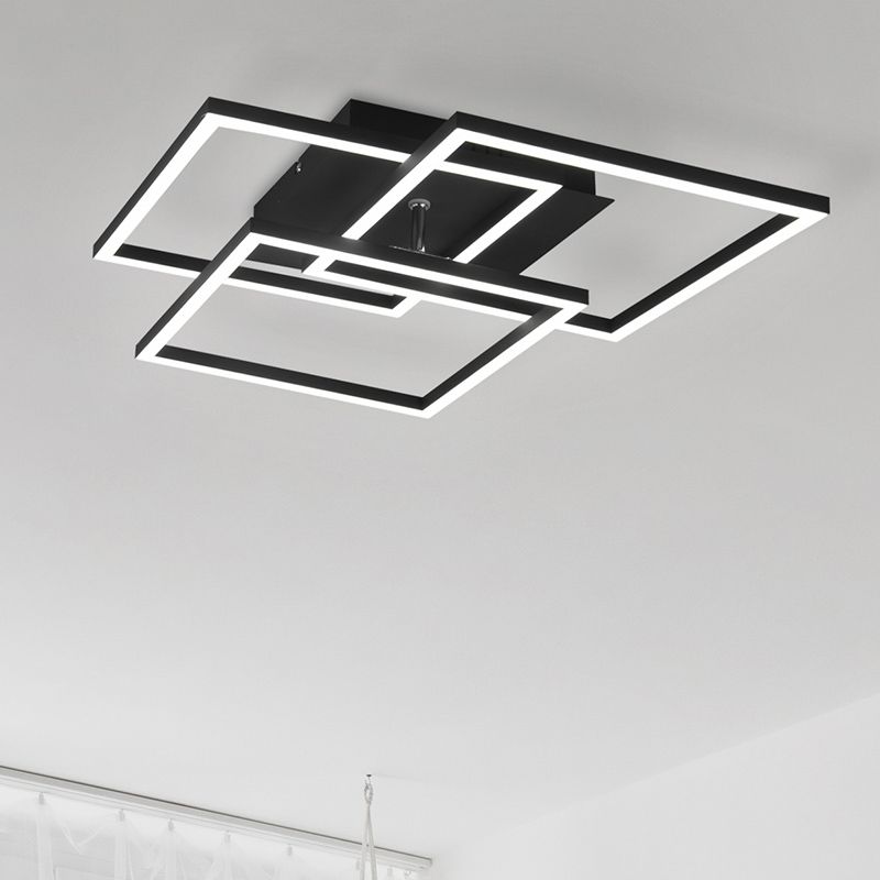 Sort plafond modern, Bibiana, 28W, varm til kold hvid justerbar LED, med fjärrkontroll