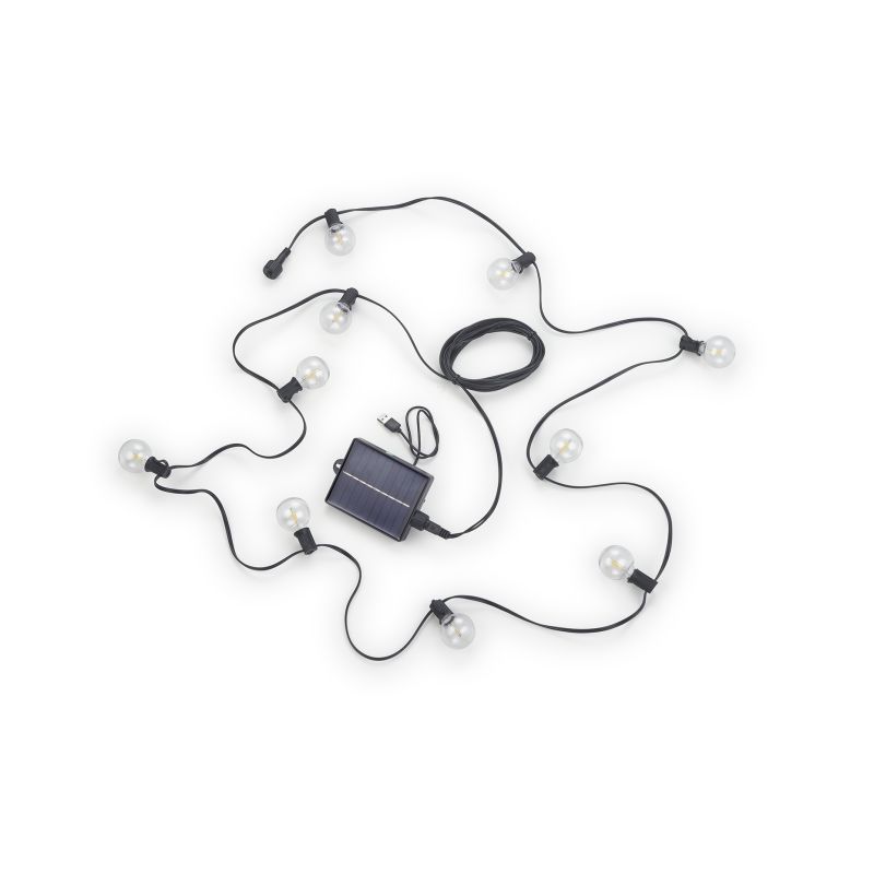 Lyskæde med solenergi, 10 pærer, 2700K, 0,5W