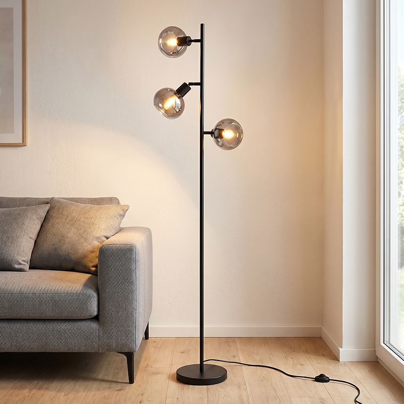 Modern gulv lampe grå, Avery, med brytare Modern gulv lampe grå, Avery, med brytare