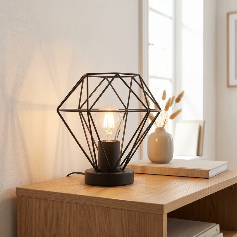 Industri bordlampe sort, Jochem, med brytare