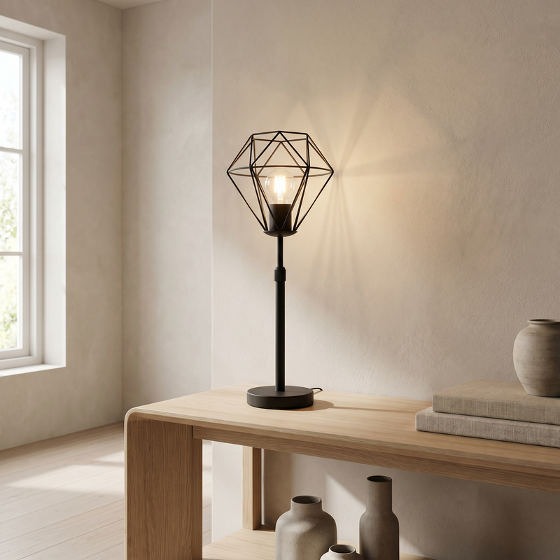 Industri bordlampe sort, Jochem, med brytare