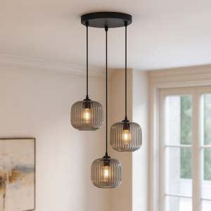 Retro pendler lampe grå, Charlois